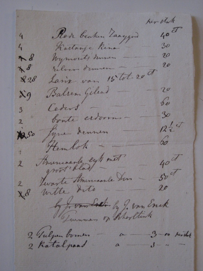 Bomenlijstje Algemene begraafplaats Doesburg (coll. Doesburgs gemeentearchief)