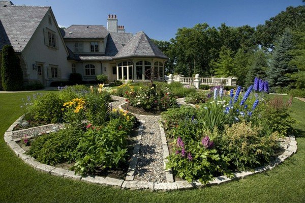 lawn-flower-beds-edging-design-ideas-stone-edge-circle-diy